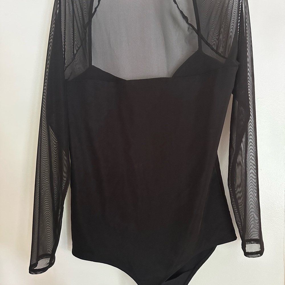 Abercrombie and Fitch Mesh Square Neck Bodysuit | Size large